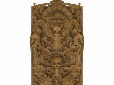 Carved panel painting STL 3D model 10