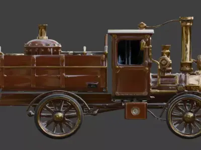 Steampunk Heavy Industrial Cargo Truck 3D Model Low-poly 3D model