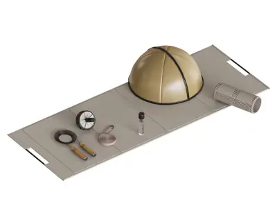 A set of yoga and fitness equipments 3D model