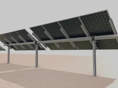 Low Poly Single Row Tracker System Pack Low-poly 3D model