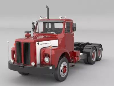 1975 Semi Truck Double Axle 3D model