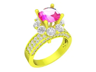 A7434 Luxury Hongkong Diamond Engagement Ring for Women 3D Model 3D print model