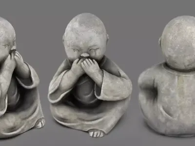 Little buddha covering his mouth Low-poly 3D model