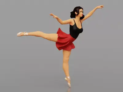 Beautiful Graceful Ballerina Girl Ballet Pose 3D print model