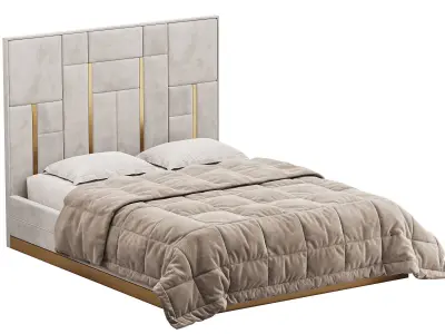 White And Gold BED 3D model