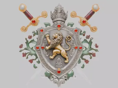 Regal Lion Crest Low-poly 3D model