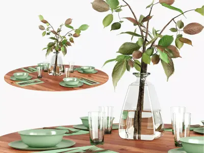 Table setting with the branch  3D model