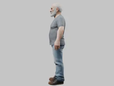 Old man character Low-poly 3D model