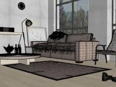 Living Room Low-poly 3D model