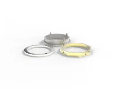 Mans Spinner Ring with 4 stones in 5 different Sizes 3D print model