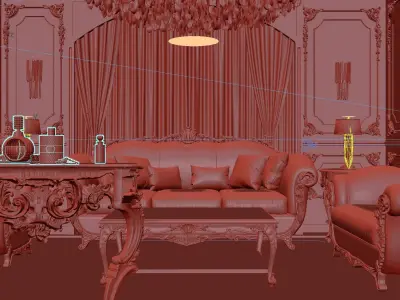 classic Reception and Dinning Room 3D model