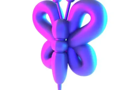 Butterfly Pink Wings Balloon Decoration Props Second Life toy 3D print model