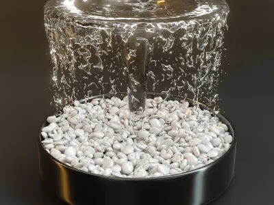 Modern water fountain with simulated stream 3D model