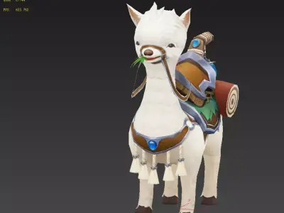 Horses that eat grass Low-poly 3D model