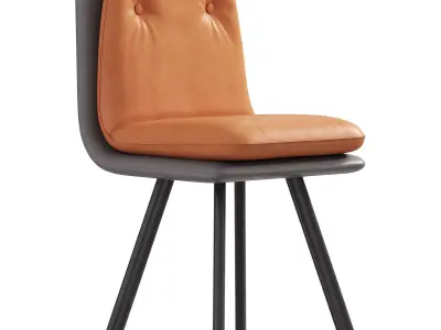 Orange Dining Chair PU Leather Side Chairs By Homary 3D model