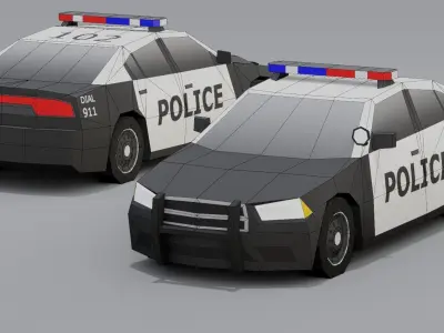 Low Poly Police car pack Low-poly 3D model