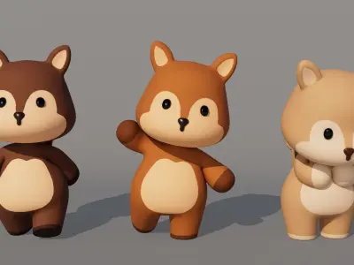 Rigged Cartoon Squirrel Low-poly 3D model