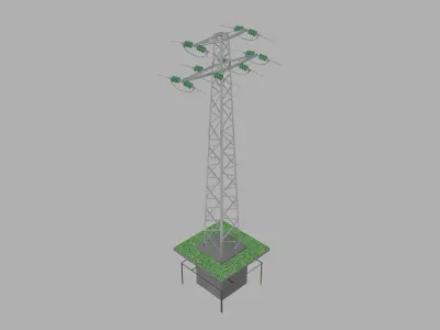 Voltage overhead power line tower 952 D Free 3D model