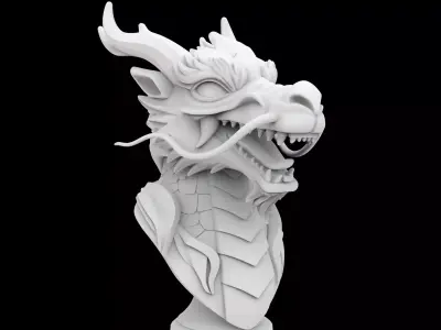 Eastern Dragon Head Bust 3D Printable Model 3D print model
