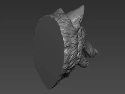 Wolf head with a mouth 3D print model