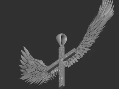 Jesus cross with wings pendant 3d printable  3D model