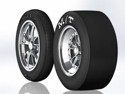 Set of wheels Weld Full Throttle for scale model dragster 3D print model