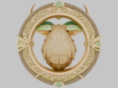 Mystical Bull Emblem Low-poly 3D model