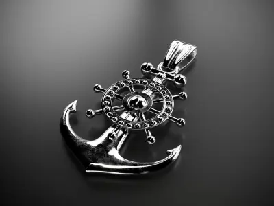 Anchor gold pendant 3D model