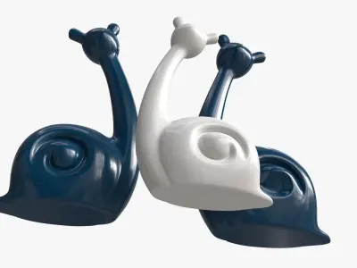 Abstract Animal Snail Ceramic Figurine Set 3D model