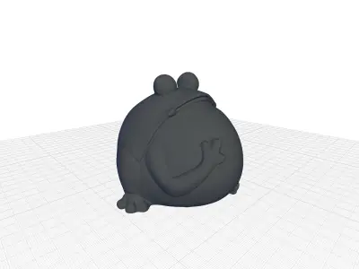 Big Belly Ceramic Frog Statue 3D model