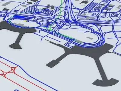 Toronto Pearson YYZ Airport Roads Buildings and Public Transport 3D model