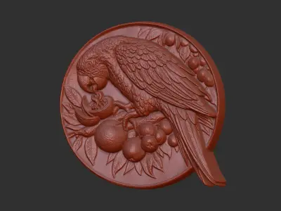 parrot round frame baserelife model 3D print model