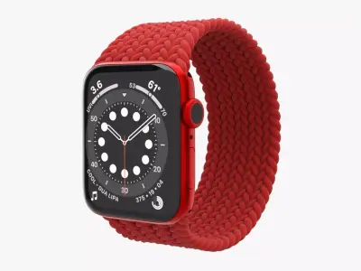 Apple Watch Series 6 braided solo loop red 3D model