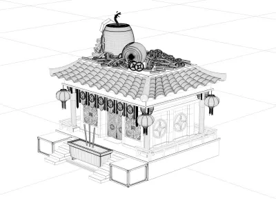 Chinese New Year Festive Scene Traditional Cartoon Scene 3D model