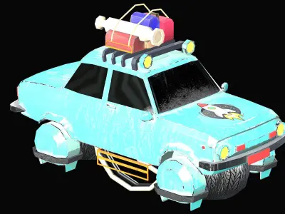 Flying  low poly car  3D model