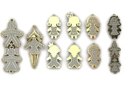 Set of elements for pendants and bracelets 3D print model