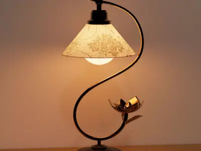 Luxury Decorative Table Lamp with Curved Metal Stand 3D model