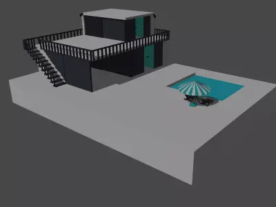 Luxury villa Low-poly 3D model