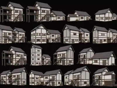 Medieval Village Pack  - 10 Assets - 4K Textures Game Ready Low-poly 3D model