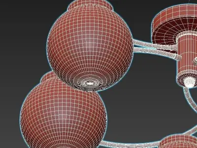 eurosvet-link-70104-6 six light ceiling fixture with glass gl... 3D model