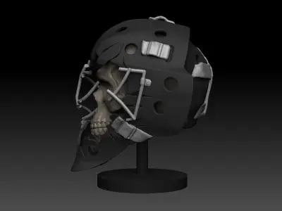 Skull head broken hockey goalie mask for 3D printing 3D print model