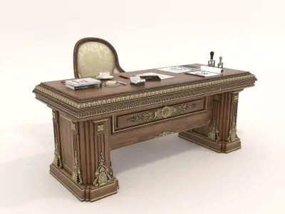 Classic European Style Working Table 4 3D model