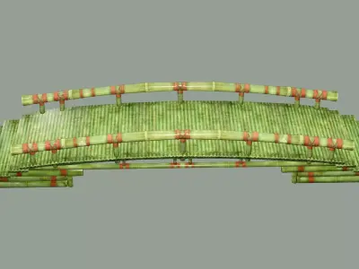 Wooden Medieval Bamboo Bridge 02 Low Poly 3D Model Low-poly 3D model