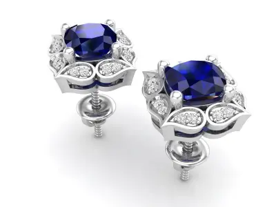 AV 585 Flower Halo Style Stud Earrings 3D print model