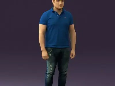 Man in blue polo jeans 0599 3D Print Ready 3D print model