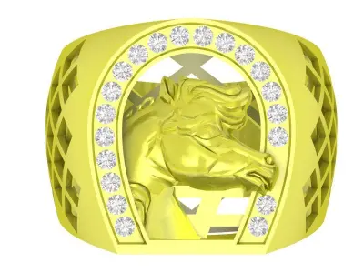 Luxury Horse Head Signet Ring 3D Model 4071 3D print model
