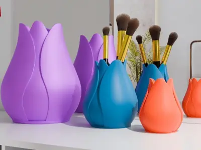 Tulip Make-up Brush Holder 3D print model
