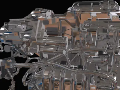 trem de forca motor Low-poly 3D model