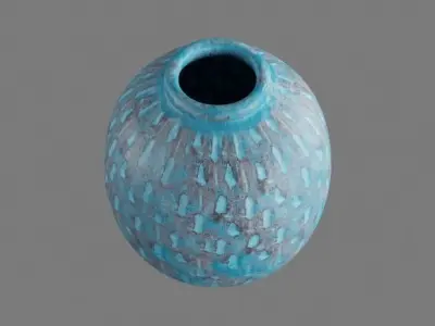 Blue Patterned Pottery Vase 3D model