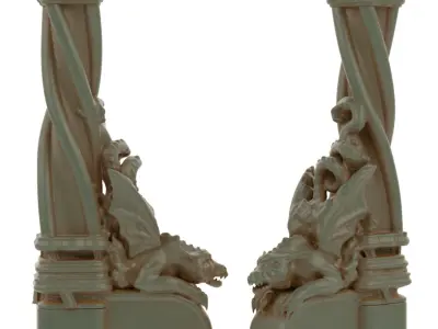 Dragon book holder or book ends 3D model